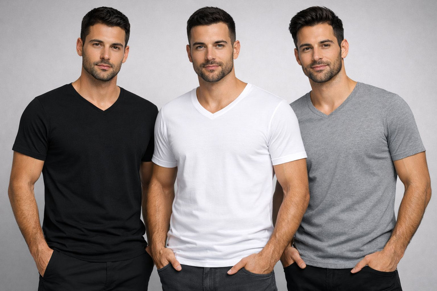 T-shirt col V Homme 100% Coton