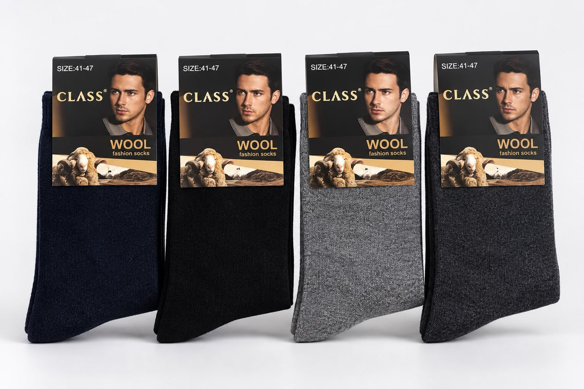 Pack de 4 Paires de Chaussettes en Laine Homme – Spécial Hiver