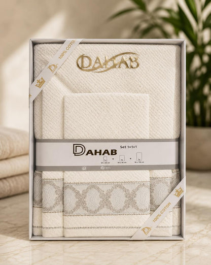 Set de Serviettes DAHAB 100% Coton – 3 Pièces | Douceur & Élégance